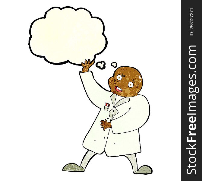 Cartoon Mad Scientist With Thought Bubble