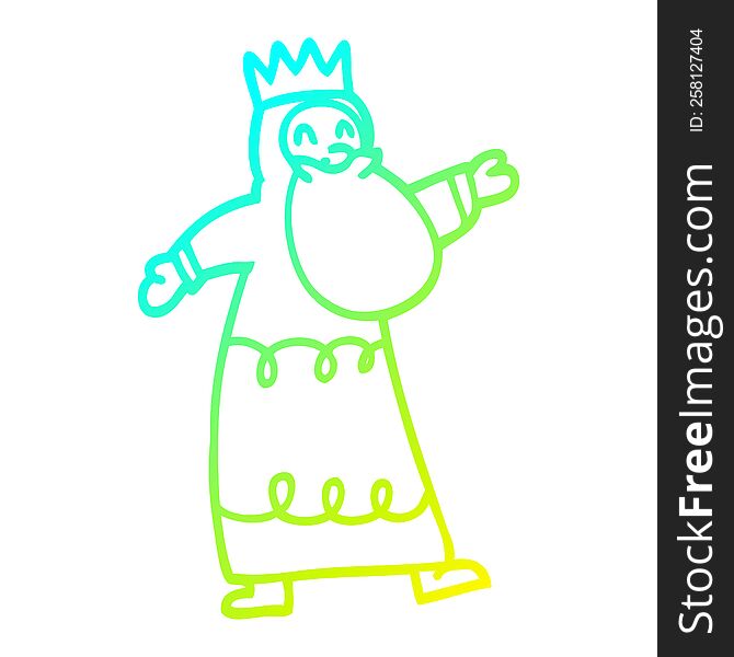 cold gradient line drawing of a cartoon wise king