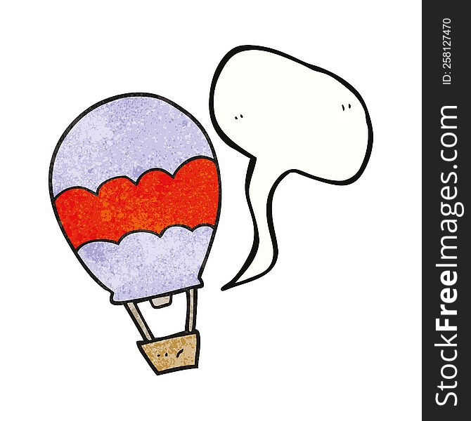 freehand speech bubble textured cartoon hot air balloon
