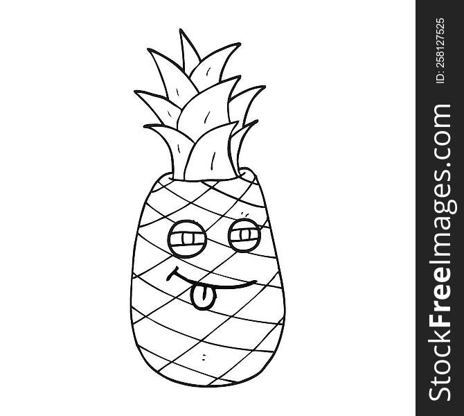 Black And White Cartoon Pineapple