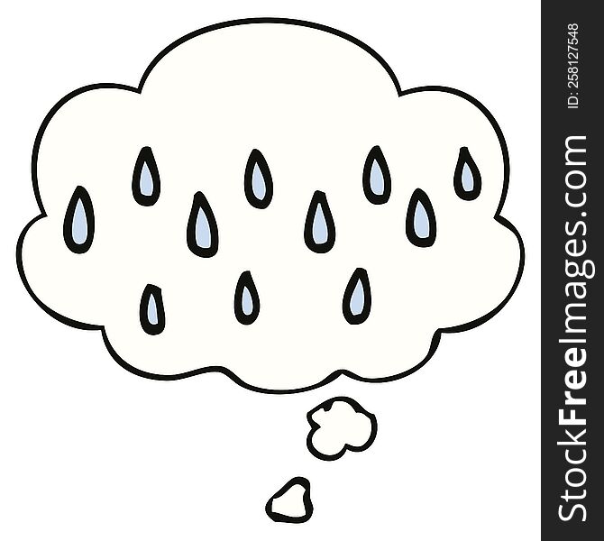 Cartoon Rain And Thought Bubble