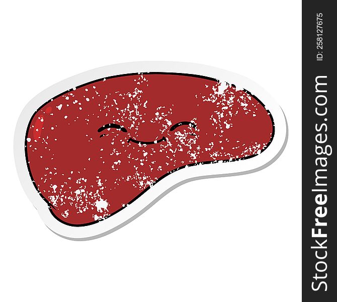 Distressed Sticker Of A Cartoon Liver