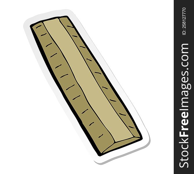 sticker of a cartoon wooden ruler