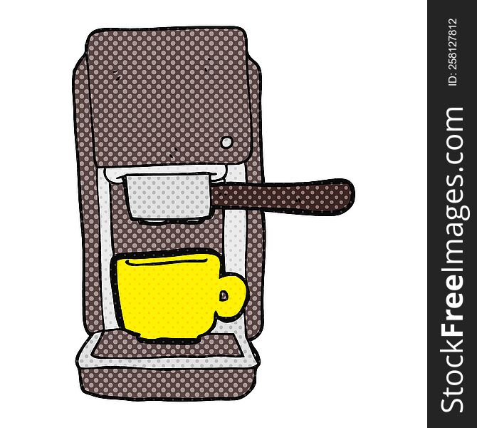 freehand drawn cartoon espresso maker