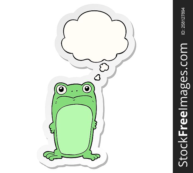 Cartoon Staring Frog And Thought Bubble As A Printed Sticker