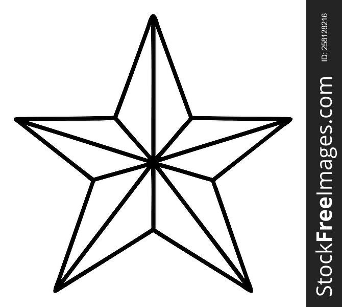 tattoo in black line style of a star. tattoo in black line style of a star