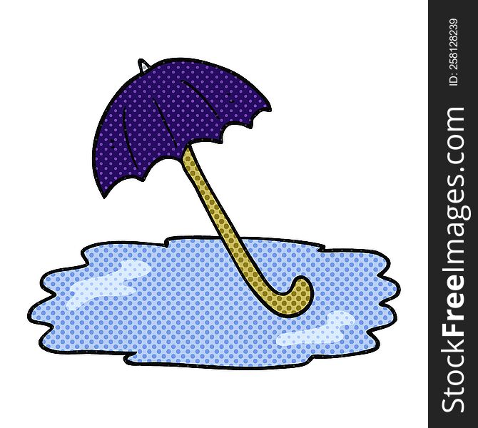 freehand drawn comic book style cartoon wet umbrella