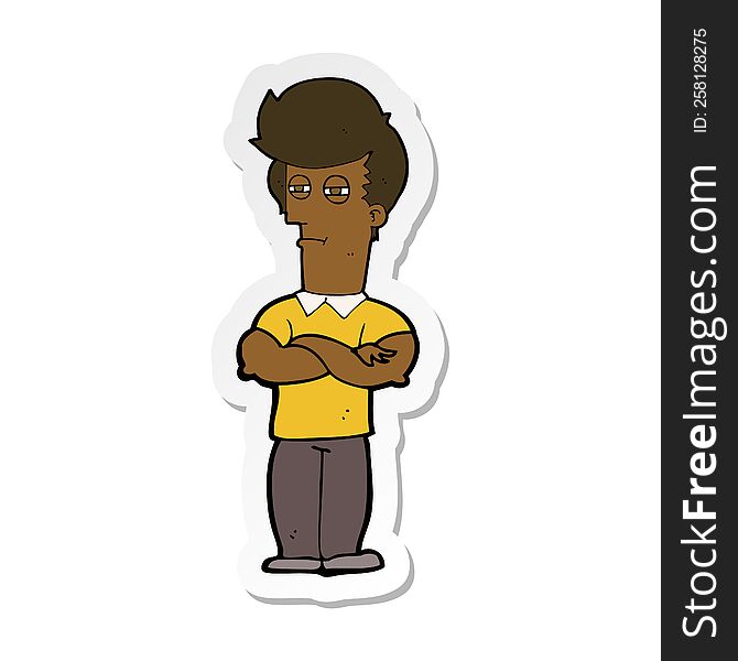 sticker of a cartoon man with folded arms