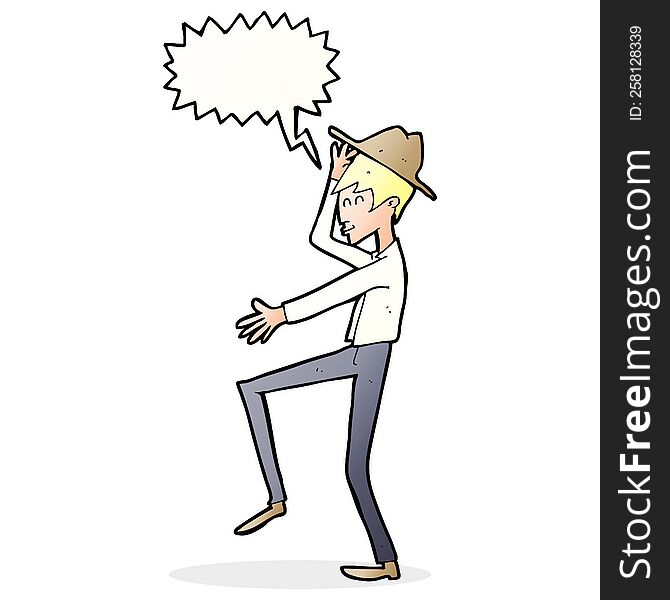 Cartoon Fashionable Man With Speech Bubble