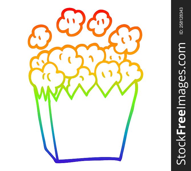 rainbow gradient line drawing of a cartoon cinema popcorn