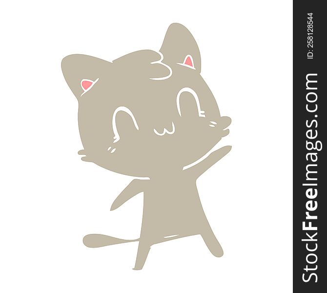 flat color style cartoon happy cat
