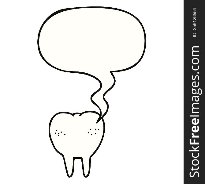 cartoon tooth with speech bubble. cartoon tooth with speech bubble