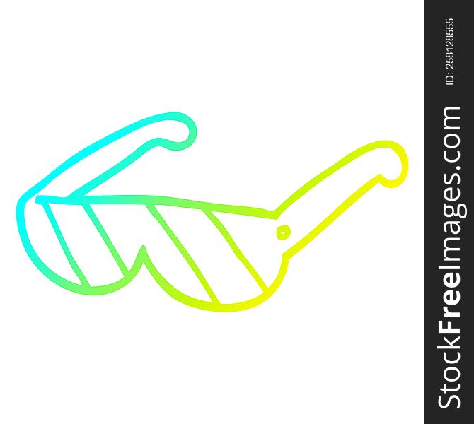 cold gradient line drawing of a cartoon safety glasses