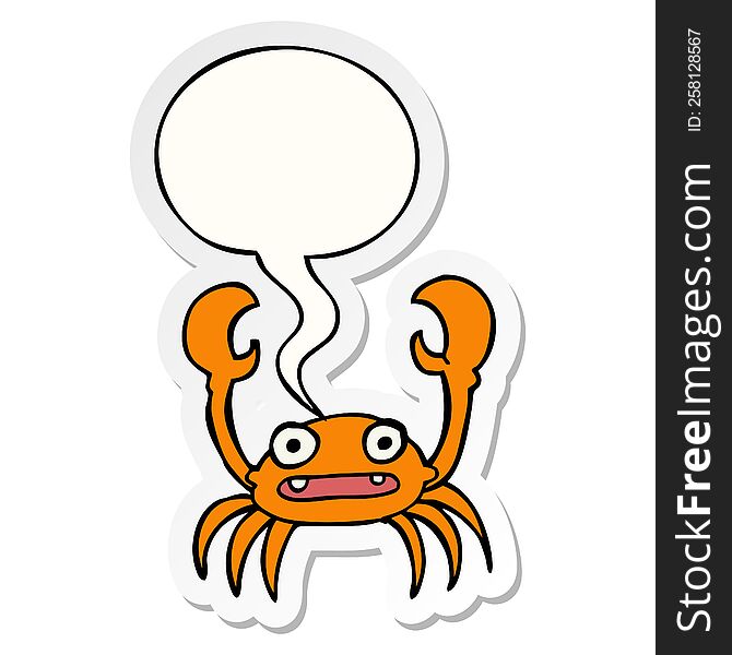 Cartoon Crab And Speech Bubble Sticker