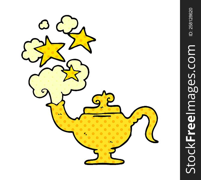 cartoon doodle magic lamp