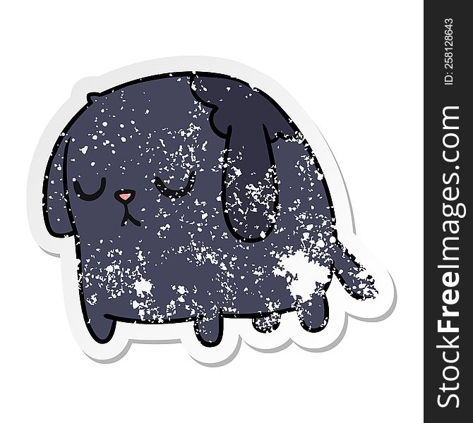 Distressed Sticker Cartoon Of Cute Sad Kawaii Dog