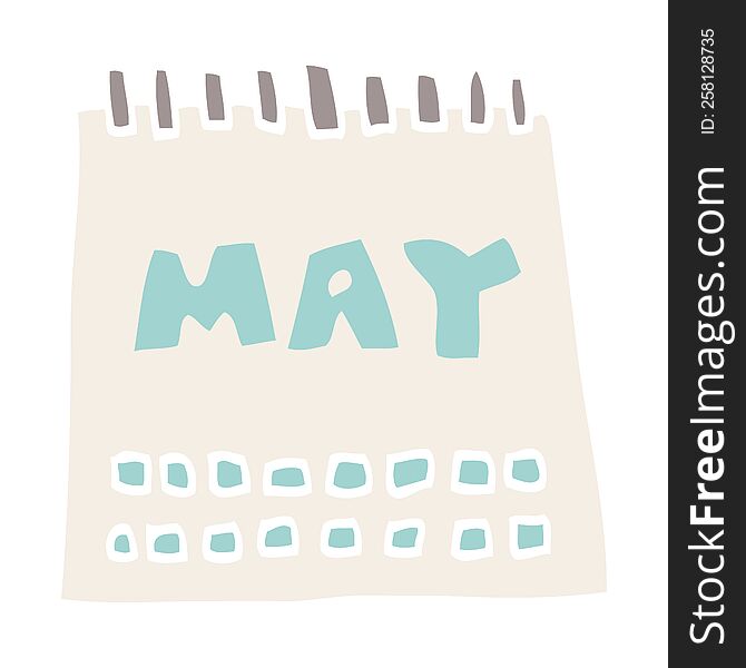 Cartoon Doodle Calendar Showing Month Of May