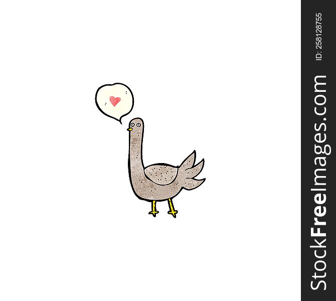 cartoon bird with love heart