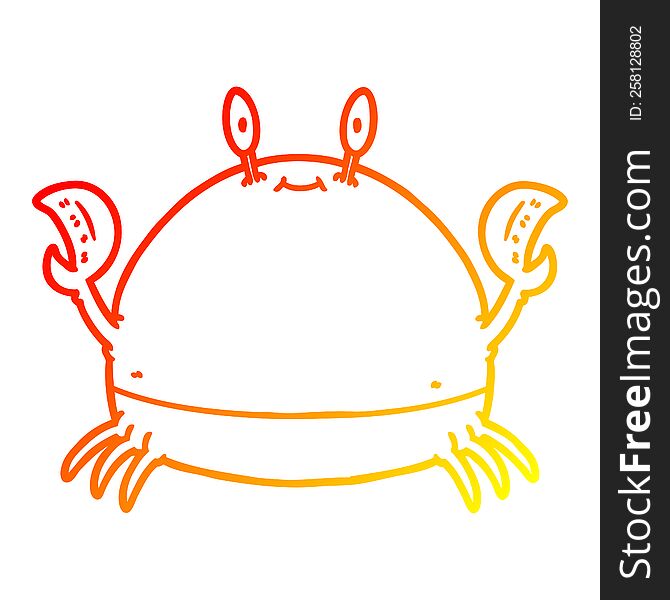warm gradient line drawing of a cartoon crab