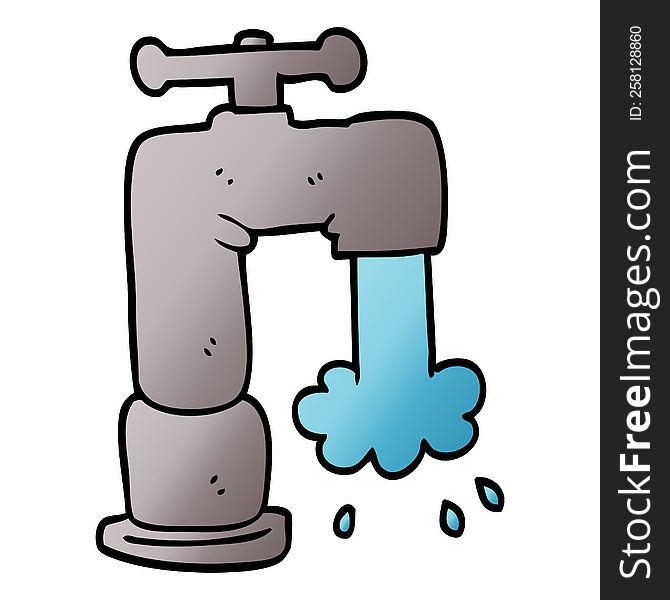 Cartoon Doodle Running Faucet