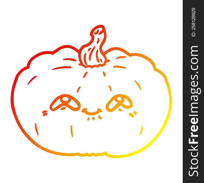 Warm Gradient Line Drawing Happy Cartoon Pumpkin