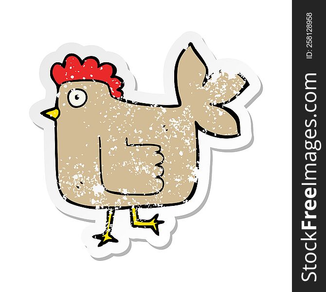 Distressed Sticker Of A Cartoon Chicken