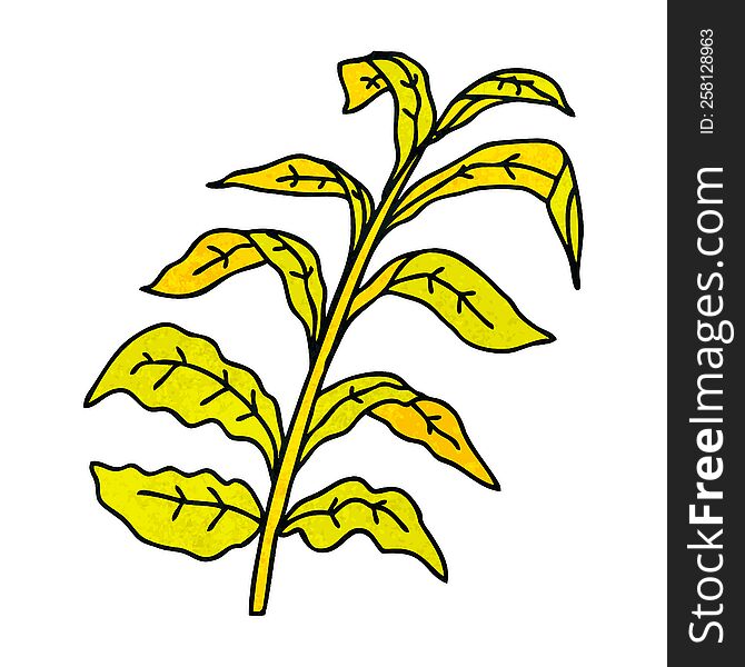 Quirky Hand Drawn Cartoon Corn Leaves