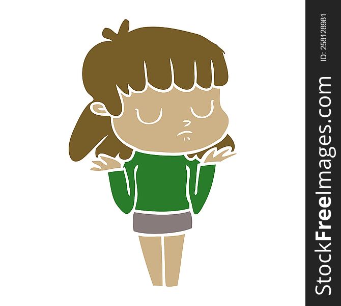 flat color style cartoon indifferent woman
