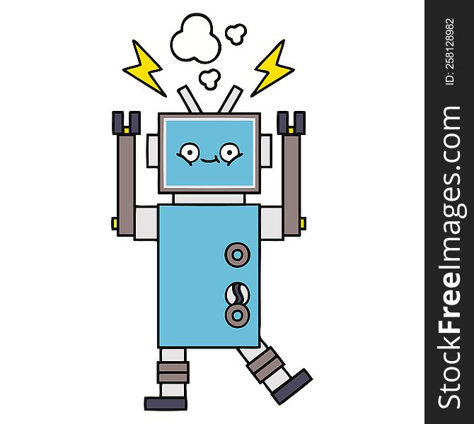 cute cartoon of a dancing robot. cute cartoon of a dancing robot