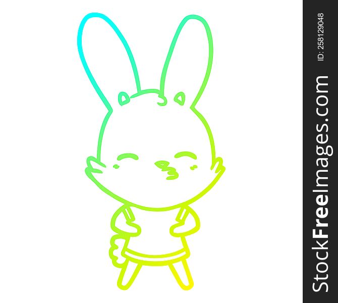 cold gradient line drawing of a curious bunny cartoon