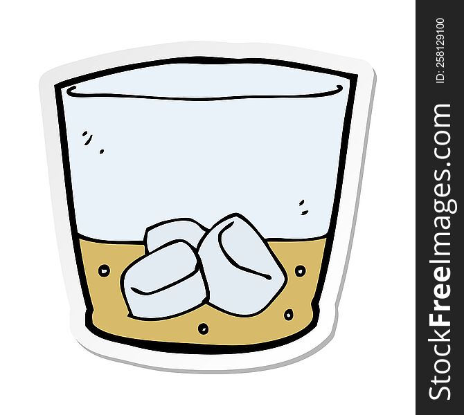 Sticker Of A Cartoon Whiskey In Glass