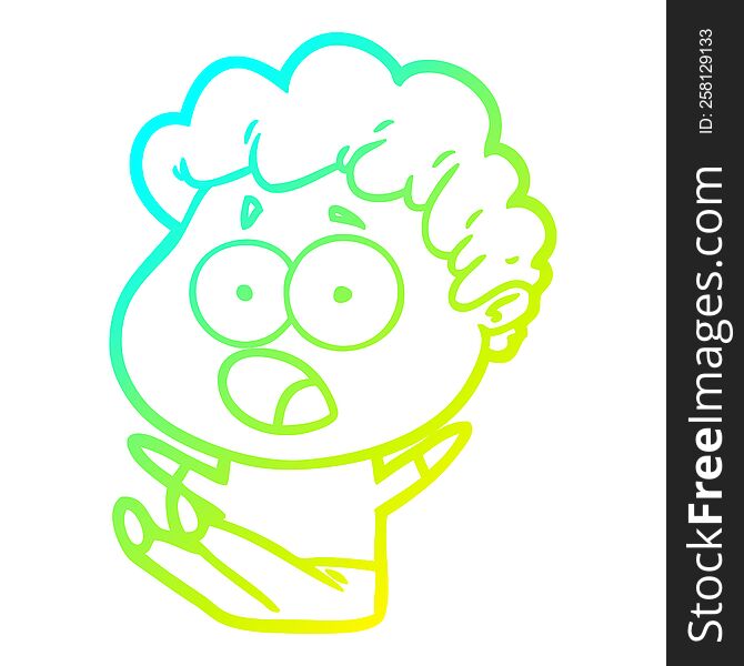 cold gradient line drawing of a cartoon man gasping in surprise