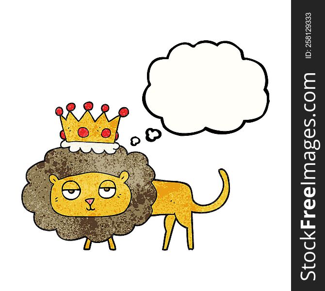 Thought Bubble Textured Cartoon Lion With Crown