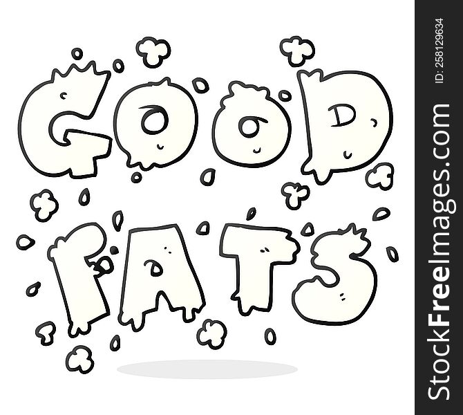 freehand drawn cartoon good fats sign