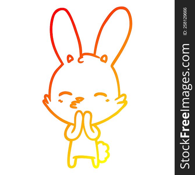 warm gradient line drawing of a curious bunny cartoon