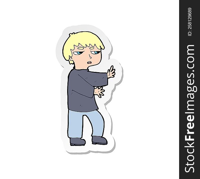 sticker of a cartoon man gesturing