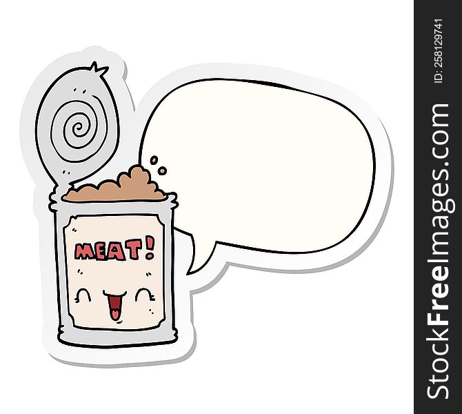 cartoon canned meat with speech bubble sticker