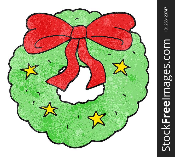 freehand textured cartoon christmas wreath
