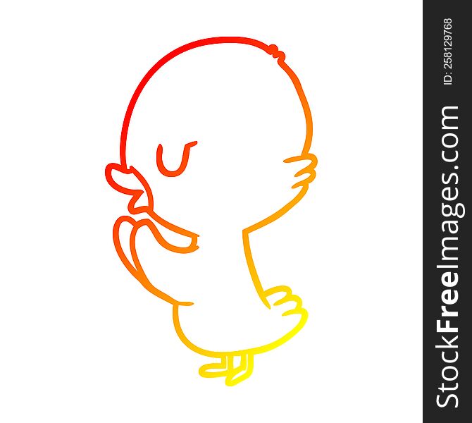 warm gradient line drawing of a cute duckling