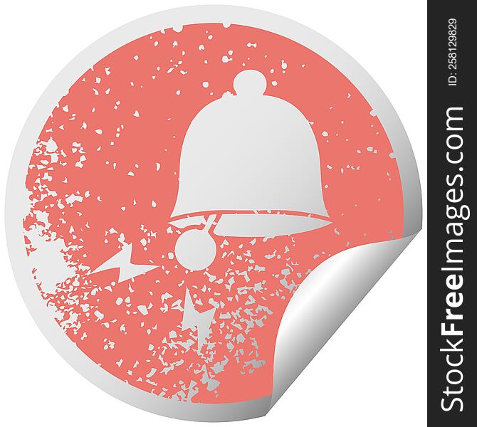 Distressed Circular Peeling Sticker Symbol Ringing Bell