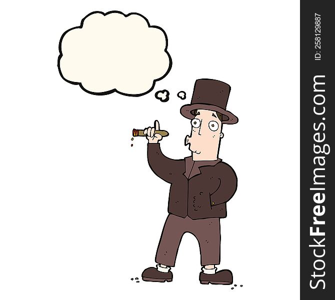 cartoon smoking gentleman with thought bubble