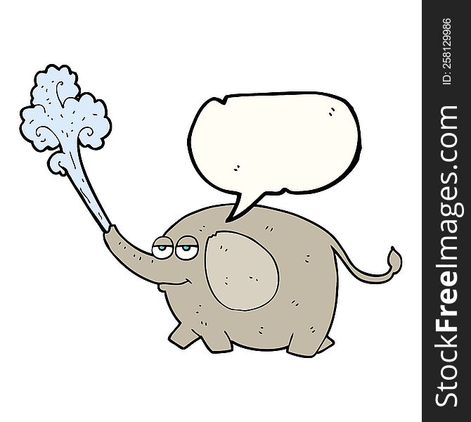 freehand drawn speech bubble cartoon elephant squirting water