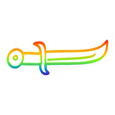 Rainbow Gradient Line Drawing Cartoon Curved Dagger Stock Photos Rainbow Gradient Line Drawing Cartoon Curved Dagger Stock Photos