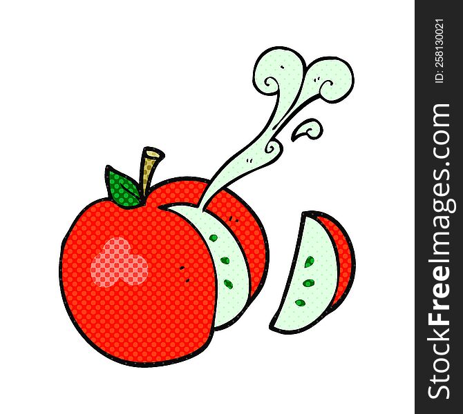 freehand drawn cartoon sliced apple