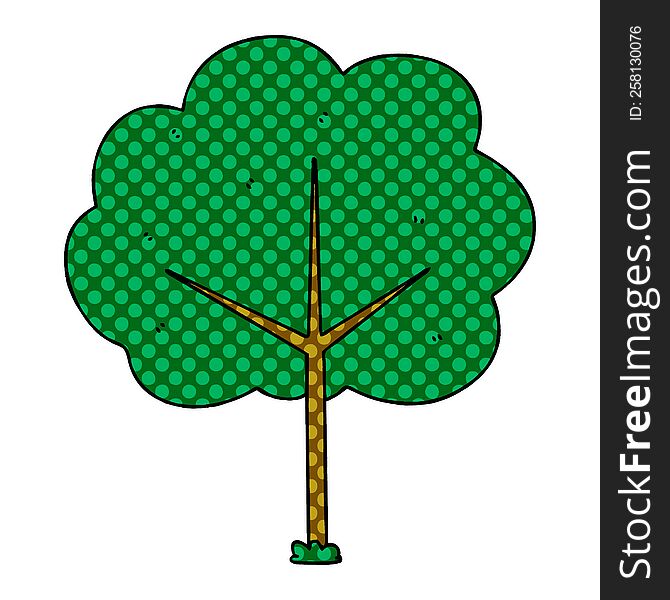 comic book style quirky cartoon tree. comic book style quirky cartoon tree