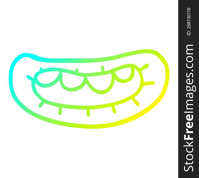 Cold Gradient Line Drawing Cartoon Mouth