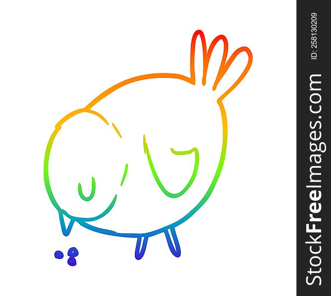 Rainbow Gradient Line Drawing Cartoon Pecking Bird