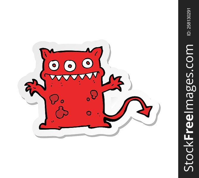 Sticker Of A Cartoon Little Monster