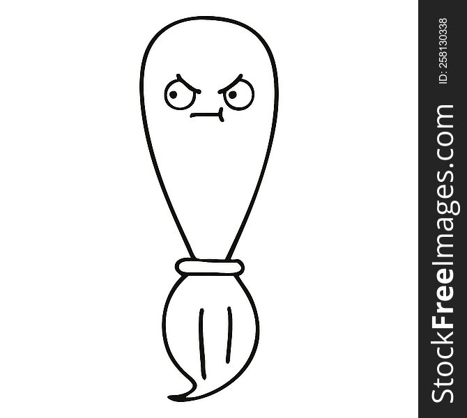 line drawing cartoon of a paint brush