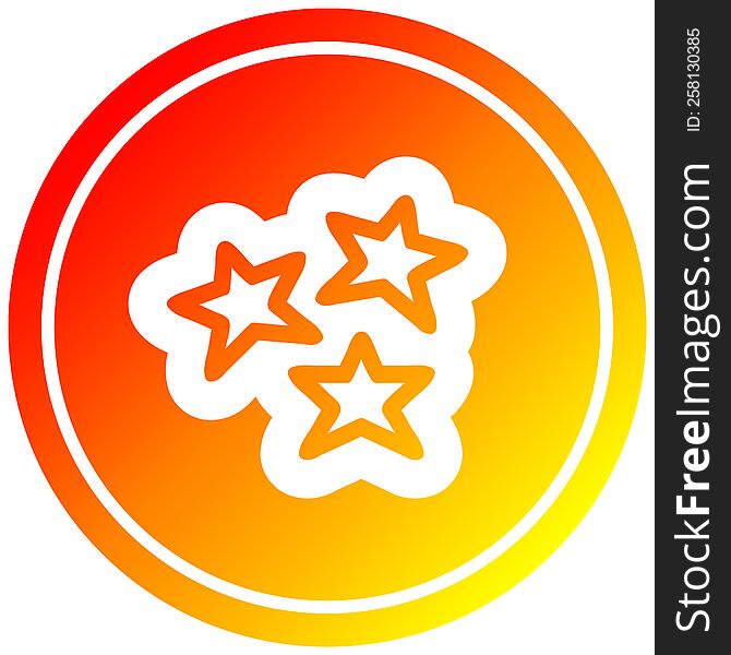 star shapes circular icon with warm gradient finish. star shapes circular icon with warm gradient finish